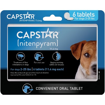 Capstar (Nitenpyram) for Dogs - 2-25lbs: Oral Flea Treatment, All Ages, 6 Pills
