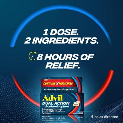 Advil Dual Action With Acetaminophen Caplet, 8 Ct