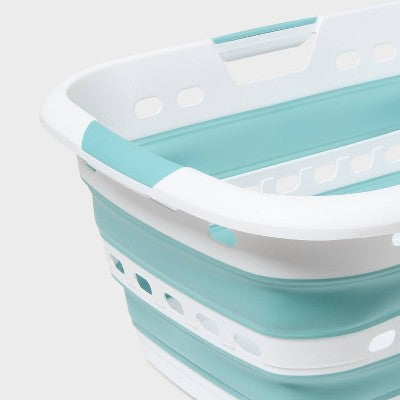 47.6L Collapsible Laundry Hamper Aqua - Brightroom (LOCAL PICKUP ONLY)