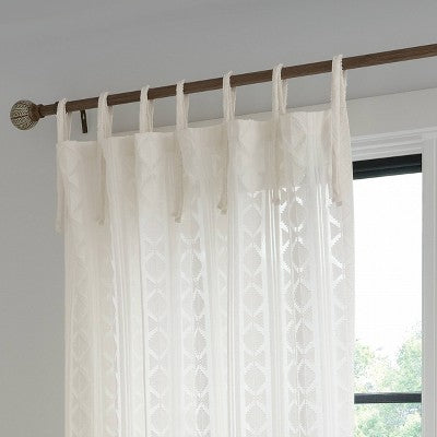 54"x63" Light Filtering Boho Diamond Clip Curtain Panel White - Threshold