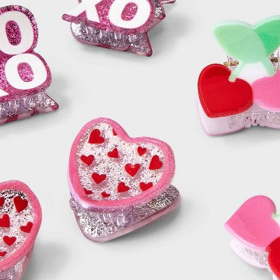 Girls' 6pk Heart Mini Claw Clip Set - Cat & Jack