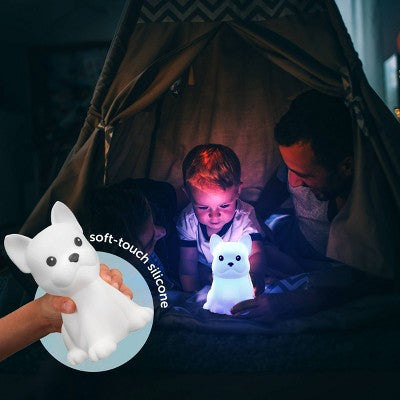 Globe Electric Rechargeable Squish Bulldog Night Light Tap to Change Color: Kids' Night Light, USB Powered, LED, All Ages