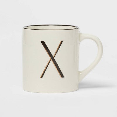 16oz Stoneware Monogram X Mug Ivory - Threshold