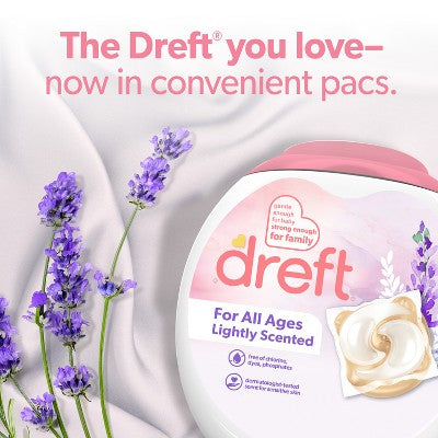 Dreft Lightly Scented HE Compatible Laundry Detergent Soap Pacs - 45ct