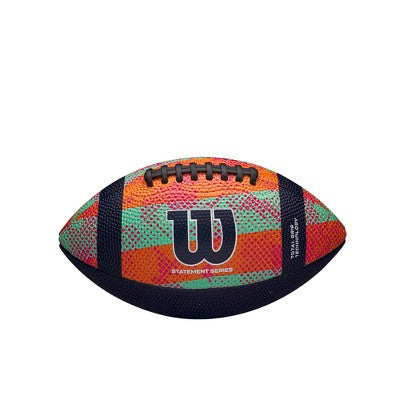 Wilson NCAA Statement Jr Football - Orange/Navy: Regulation Size, Rubber Shell, Butyl Bladder