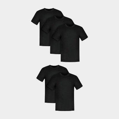 Hanes Men's 5pk T-Shirt Undershirts, Premium Everyday Tee Midweight Crewneck Shirt Pack, Wicking - Black M