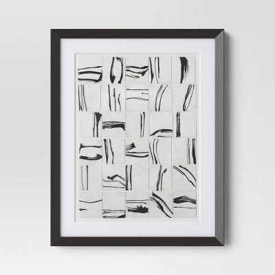 (Set of 2) 16"x20" Patterned Lines Abstract Framed Arts Black - Threshold (LOCAL PICKUP ONLY)