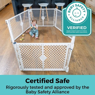 Toddleroo by North States Superyard 6 Panel Playard Baby Gate 32"-192" - White (LOCAL PICKUP ONLY)