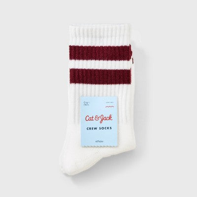 Boys' 4pk Varsity Striped Crew Socks - Cat & Jack M