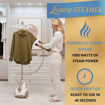 True & Tidy Luxury 10-Setting Upright Garment Steamer with Intelligent Automatic Shut-Off System Champagne (LOCAL PICKUP ONLY)