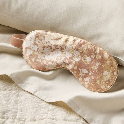 Silk Eyemask Blush Pink Impressionist Print - Casaluna