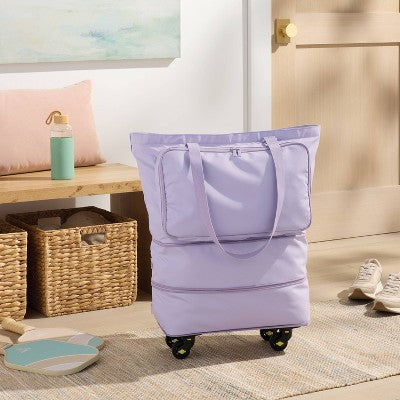 Collapsible Rolling Tote Lavender - Brightroom
