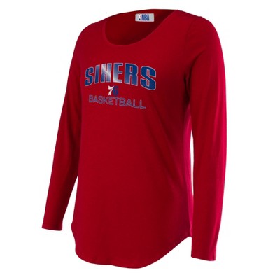 NBA Philadelphia 76ers Women's Long Sleeve Crew Neck Fashion T-Shirt - XL