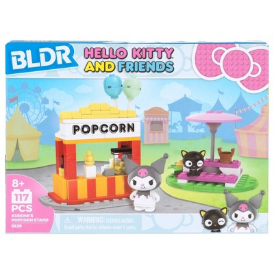 Hello Kitty Small Set & 2.2" Buildable Figure BLDR Sanrio Small Set - Popcorn Booth With Chococat & Kuromi