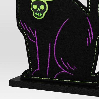 Felt Cat on Stand Halloween Animal Figurine - Hyde & EEK! Boutique: Black Indoor Tabletop Decor, 10" MDF