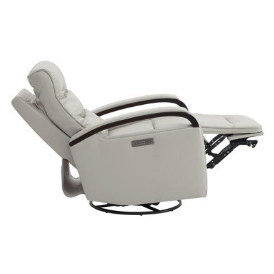 Spruce & Spring Cream Beige Leather Power Recliner Swivel Glider Rocker with Power Headrest (LOCAL PICKUP ONLY)