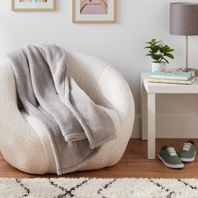 Reversible Faux Shearling Throw Blanket Gray - Room Essentials: Lightweight, Knitted, Machine Washable, 50x60 inches