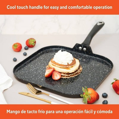 IMUSA 11" Ceramic Bistro Square Griddle Black: Pancake & Tortilla Stovetop Griddle, Aluminum, Hand Wash