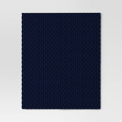 Triple Knit Throw Blanket Heathered Navy Blue - Room Essentials