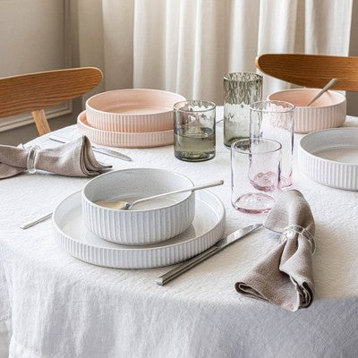 over&back 27.5 fl oz Stoneware Ribbed Cereal Bowl Pink