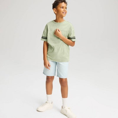 Boys' Short Sleeve Seamed Washed T-Shirt - Cat & Jack Olive Green M