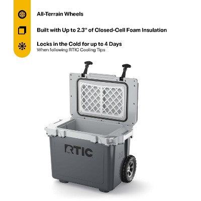 RTIC Outdoors 22qt Ultra Light Wheeled Hard Sided Cooler - Gray: Polypropylene Liner (LOCAL PICKUP ONLY)