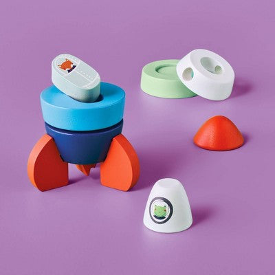 Wooden Rocket Stacking Toy - 8pc - Gigglescape