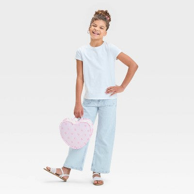 Girls' Short Sleeve Solid T-Shirt - Cat & Jack White L Plus