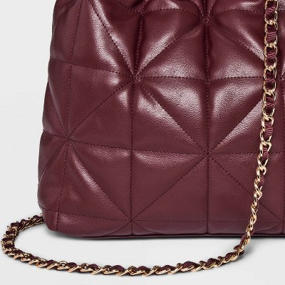 Rouched Chain Crossbody Bag - A New Day Dark Red