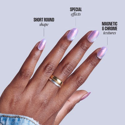 KISS Nails GLAM Embellished Press-On Fake Nails - Short Round - One n Only - 35ct