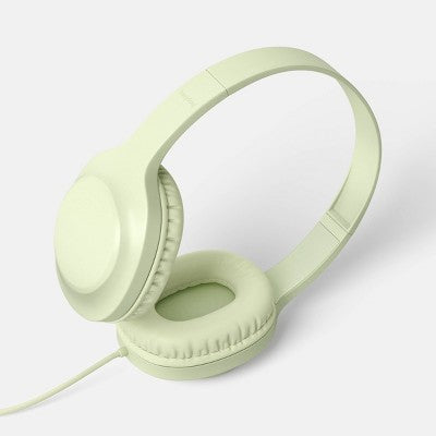 Wired On-Ear Headphones - heyday Matcha: Lightweight w/ Mic & 3.5mm Jack
