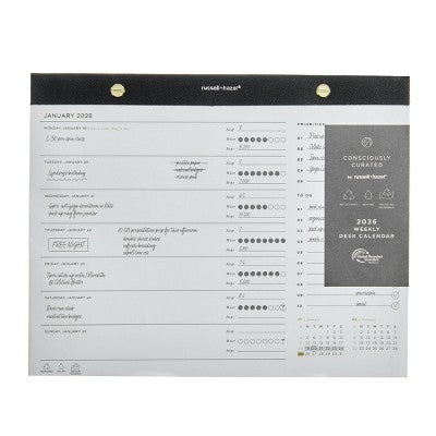 russell+hazel 8"x10" 2025-2026 Consciously Curated Desk Calendar Ivory