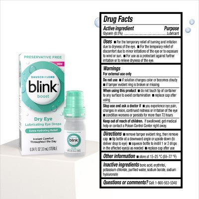 Blink Boost Preservative Free Lubricating Dry Eye Dropsfor Eye Hydration- 10ml