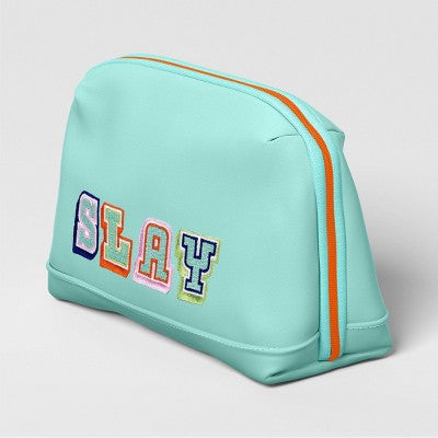Tech Pouch - heyday Spring Teal Word Embroidery: Electronics Accessory Case