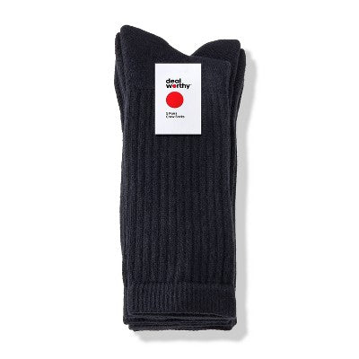 Men's Crew Socks 5pk - Dealworthy Black 6-12