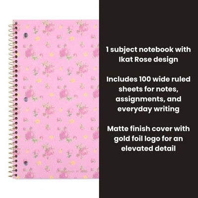 LoveShackFancy x Target - Yoobi Ikat Rose Wide Ruled 1 Subject Notebook 8"x 10.5" Ibiza Sunset