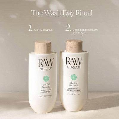 Raw Sugar The Oil Remedy Conditioner - Rosemary + Mint - 16 fl oz: For All Hair Types, Daily Use, Vegan, Cream Formula