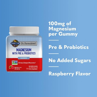Garden of Life Dr. Formulated Magnesium Vegan Gummies - 40ct: Non-GMO, NSF Certified, Raspberry Flavored