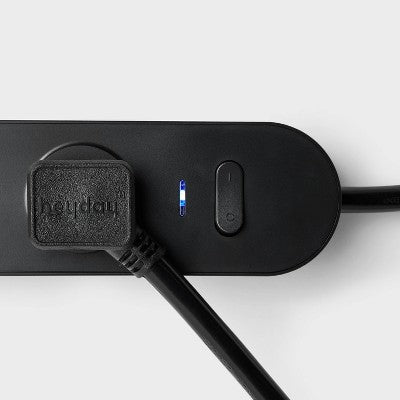 5 Outlet Surge Protector 3' Cord Black - heyday