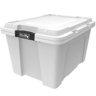 Hefty 18gal Max Pro Tote White Base Lid with Black Latch and Brushed Silver Foil (LOCAL PICKUP ONLY)