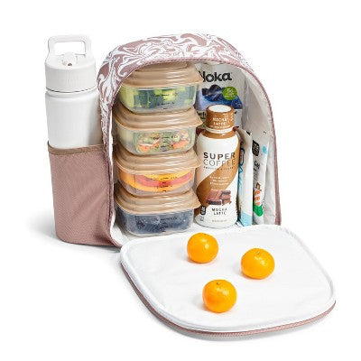Fit & Fresh Marina Lunch Kit - Mushroom Liquid Marble: Insulated Set with 4 Containers