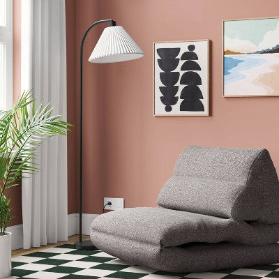 Tufted Baffled Foam Lounge Dorm Chair Gray - Room Essentials: Upholstered Accent, No Assembly Required (LOCAL PICKUP ONLY)