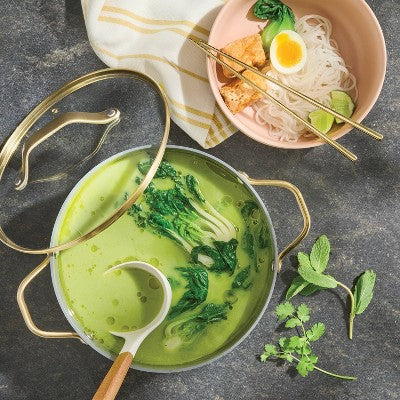 6qt Nonstick Ceramic Coated Aluminum Stock Pot with Champagne Handle Cream - Figmint