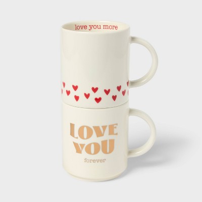 14oz Stoneware Love You Forever Stacking Mug White - Spritz