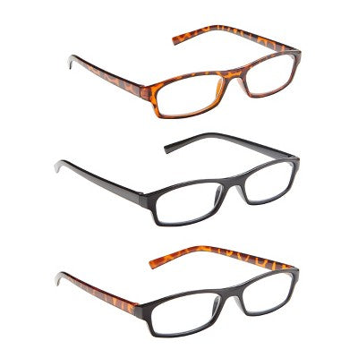 ICU Eyewear Oval Plastic Reading Glasses +2.00 - 3pk