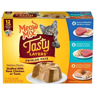 Meow Mix Tasty Layers with Fish,Turkey,Chicken and Tuna Wet Cat Food Variety Pack - 2.75oz (LOCAL PICKUP ONLY)