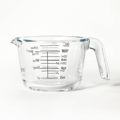 1 Cup Glass Measuring Cup Clear - Figmint: Borosilicate, Microwave & Dishwasher Safe, 8oz Capacity
