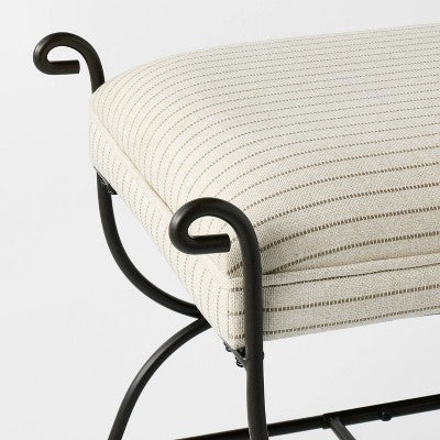 Metal Bench Brown Metal Performance Stripe Fabric Brown Metal - Threshold designed with Studio McGee; Assembly Required (LOCAL PICKUP ONLY)