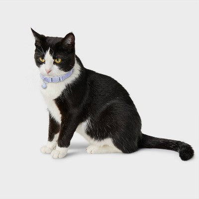 Adjustable Length with Bell Cat Collar - One Size Fits Most - Lilac Purple - Boots & Barkley