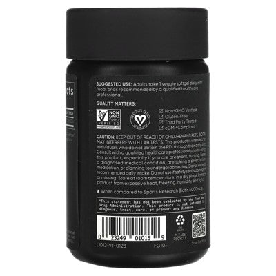 Sports Research Biotin, Max Strength, 10,000 mcg, 120 Veggie Softgels